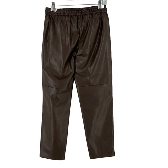 Anthropologie Cocoa Brown Sakura Vegan Faux Leather Jogger Pants Pull On Small - Picture 5 of 8